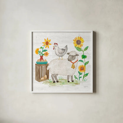 Farm Market V by Mary Urban. Shown in a crisp white glass frame for a clean and minimalist style. Available as an archival giclee rolled canvas, fine art paper, or poster print. SKU 52807a.