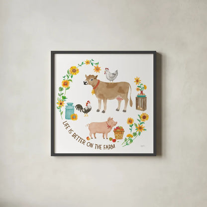 Farm Market VI by Mary Urban. Shown in a sleek black glass frame for a contemporary gallery look. Available as an archival giclee rolled canvas, fine art paper, or poster print. SKU 101771a.