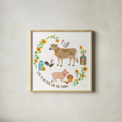 Farm Market VI by Mary Urban. Shown in a natural wood glass frame for a timeless modern aesthetic. Available as an archival giclee rolled canvas, fine art paper, or poster print. SKU 101771a.