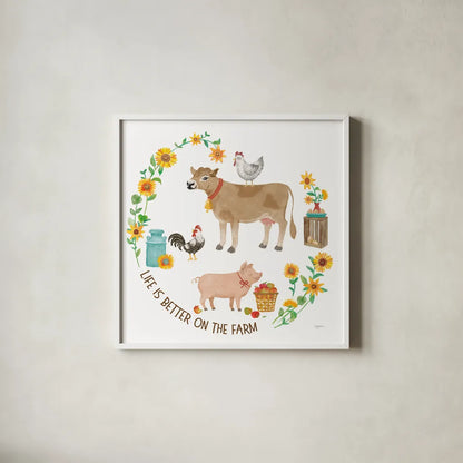 Farm Market VI by Mary Urban. Shown in a crisp white glass frame for a clean and minimalist style. Available as an archival giclee rolled canvas, fine art paper, or poster print. SKU 101771a.