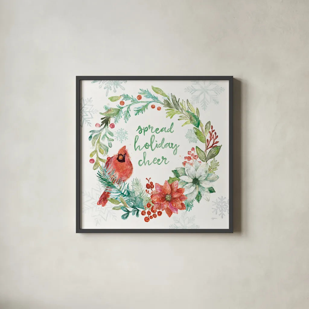 Festive Feathers II by Mary Urban. Shown in a sleek black glass frame for a contemporary gallery look. Available as an archival giclee rolled canvas, fine art paper, or poster print. SKU 51431a.