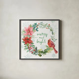 Festive Feathers III by Mary Urban. Shown in a sleek black glass frame for a contemporary gallery look. Available as an archival giclee rolled canvas, fine art paper, or poster print. SKU 51432a.