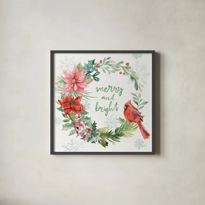 Festive Feathers III by Mary Urban. Shown in a sleek black glass frame for a contemporary gallery look. Available as an archival giclee rolled canvas, fine art paper, or poster print. SKU 51432a.