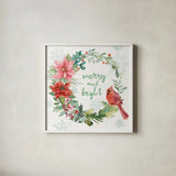 Festive Feathers III by Mary Urban. Shown in a crisp white glass frame for a clean and minimalist style. Available as an archival giclee rolled canvas, fine art paper, or poster print. SKU 51432a.