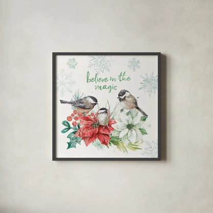 Festive Feathers V by Mary Urban. Shown in a sleek black glass frame for a contemporary gallery look. Available as an archival giclee rolled canvas, fine art paper, or poster print. SKU 51434a.