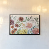 Flower Fest I by Mary Urban. shown as a paper print in a black flame. Available as a archival giclee rolled canvas, fine art paper, or poster print. SKU 59084i.