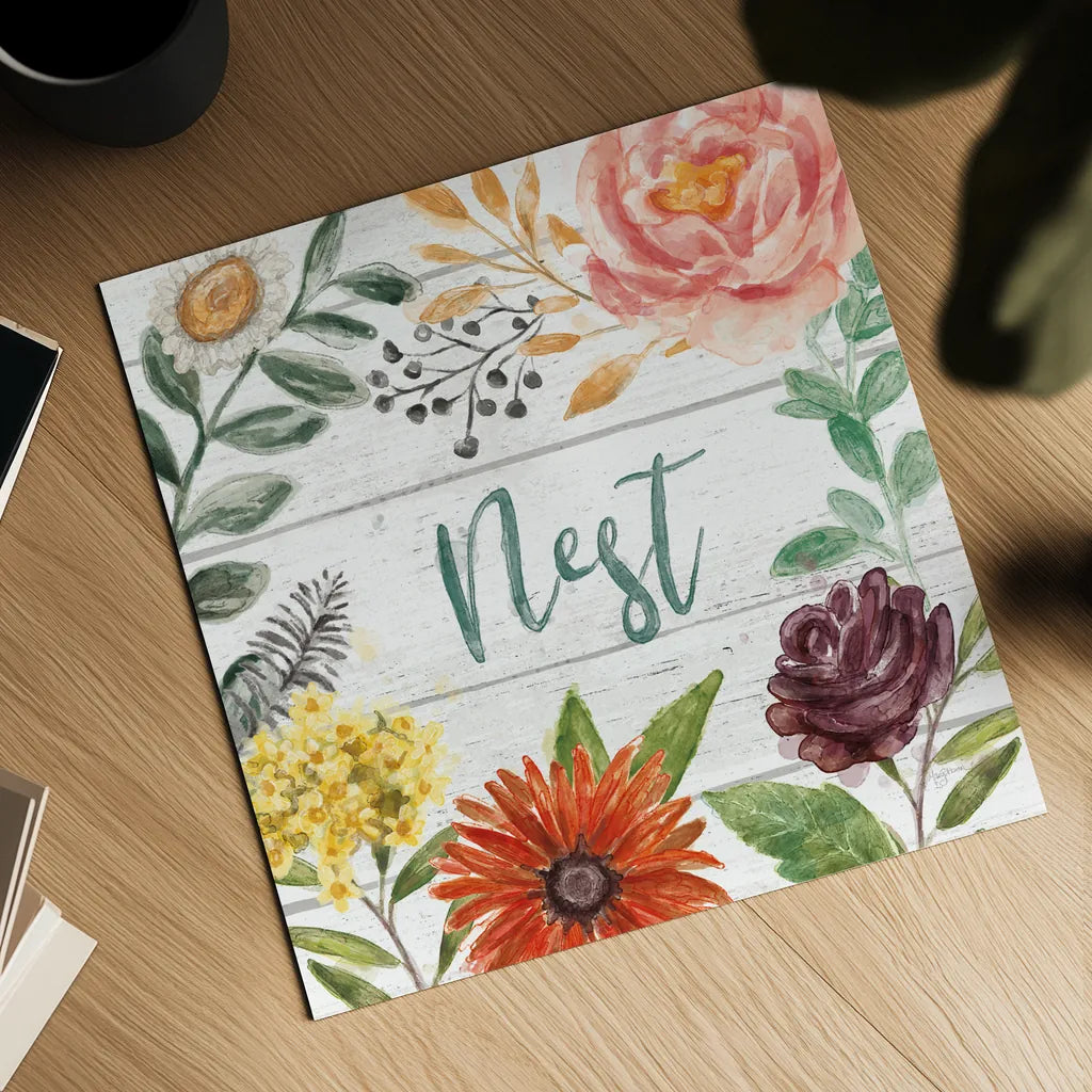 Flower Fest III by Mary Urban. Shown as a detailed flat fine art print, highlighting archival giclee quality. Available as an archival giclee rolled canvas, fine art paper, or poster print. SKU 59086a.