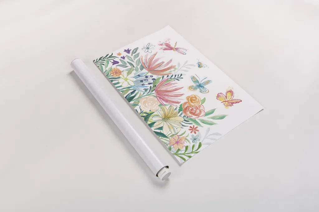 Flower Fun I by Mary Urban. shown as a rolled paper print. Available as archival giclee rolled canvas, fine art paper, or poster print. SKU 79601i.