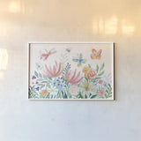 Flower Fun I by Mary Urban. shown as a paper print in a white frame. Available as a archival giclee rolled canvas, fine art paper, or poster print. SKU 79601i.