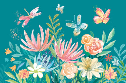 Flower Fun I Dark by Mary Urban. SKU 82745i. Archival Giclee Fine art print for wall decor.