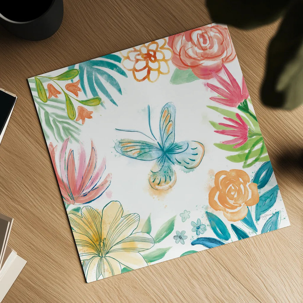 Flower Fun II by Mary Urban. Shown as a detailed flat fine art print, highlighting archival giclee quality. Available as an archival giclee rolled canvas, fine art paper, or poster print. SKU 79602a.