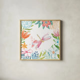 Flower Fun III by Mary Urban. Shown in a natural wood glass frame for a timeless modern aesthetic. Available as an archival giclee rolled canvas, fine art paper, or poster print. SKU 79603a.