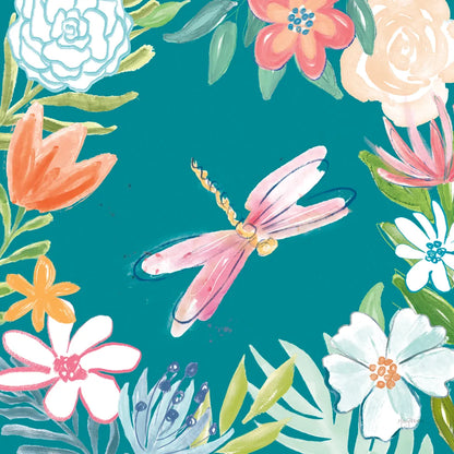 Flower Fun III Dark by Mary Urban. SKU 82747a. Archival Giclee Fine art print for wall decor.