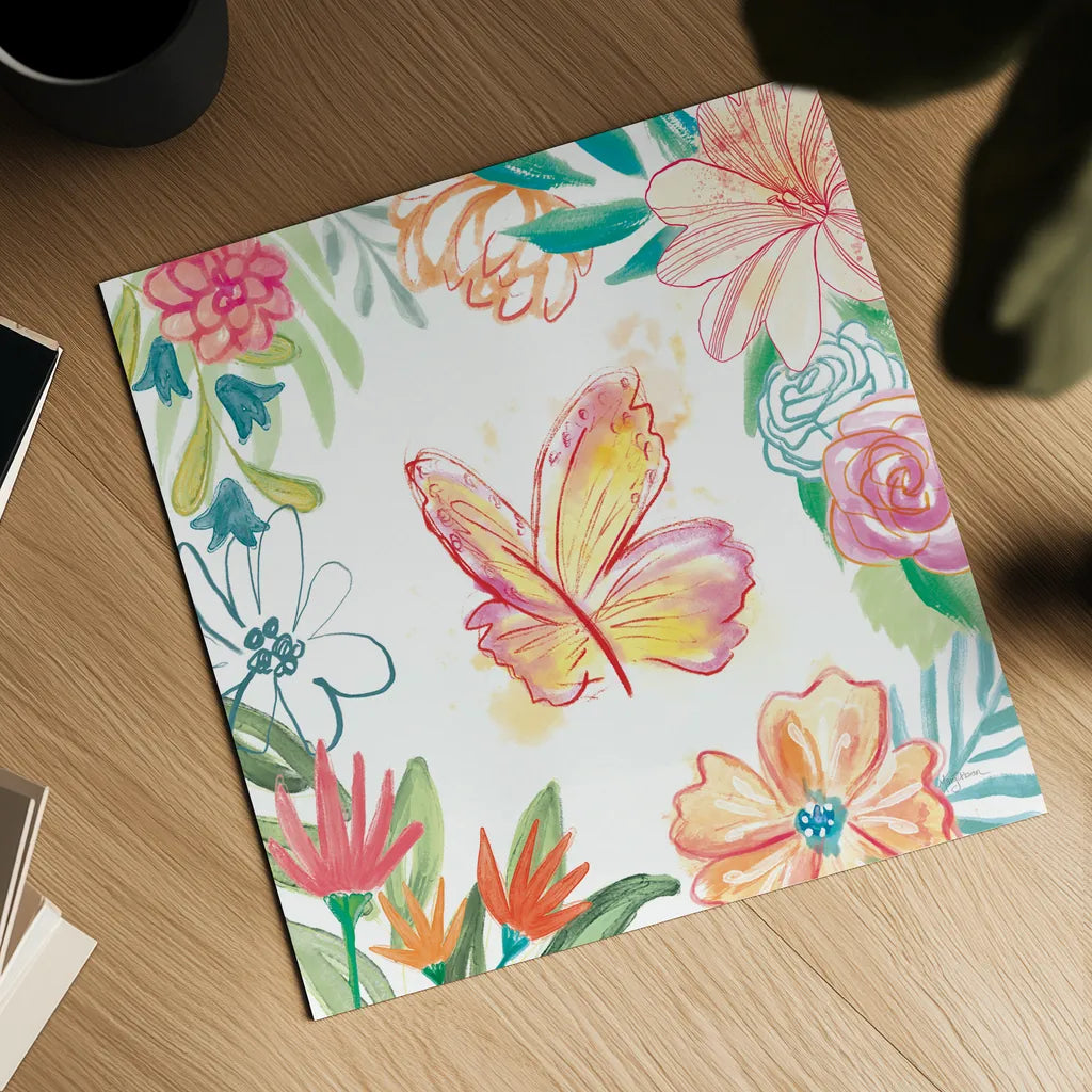 Flower Fun IV by Mary Urban. Shown as a detailed flat fine art print, highlighting archival giclee quality. Available as an archival giclee rolled canvas, fine art paper, or poster print. SKU 79604a.