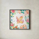 Flower Fun IV by Mary Urban. Shown in a sleek black glass frame for a contemporary gallery look. Available as an archival giclee rolled canvas, fine art paper, or poster print. SKU 79604a.