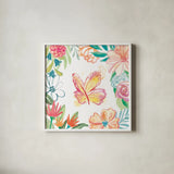 Flower Fun IV by Mary Urban. Shown in a crisp white glass frame for a clean and minimalist style. Available as an archival giclee rolled canvas, fine art paper, or poster print. SKU 79604a.