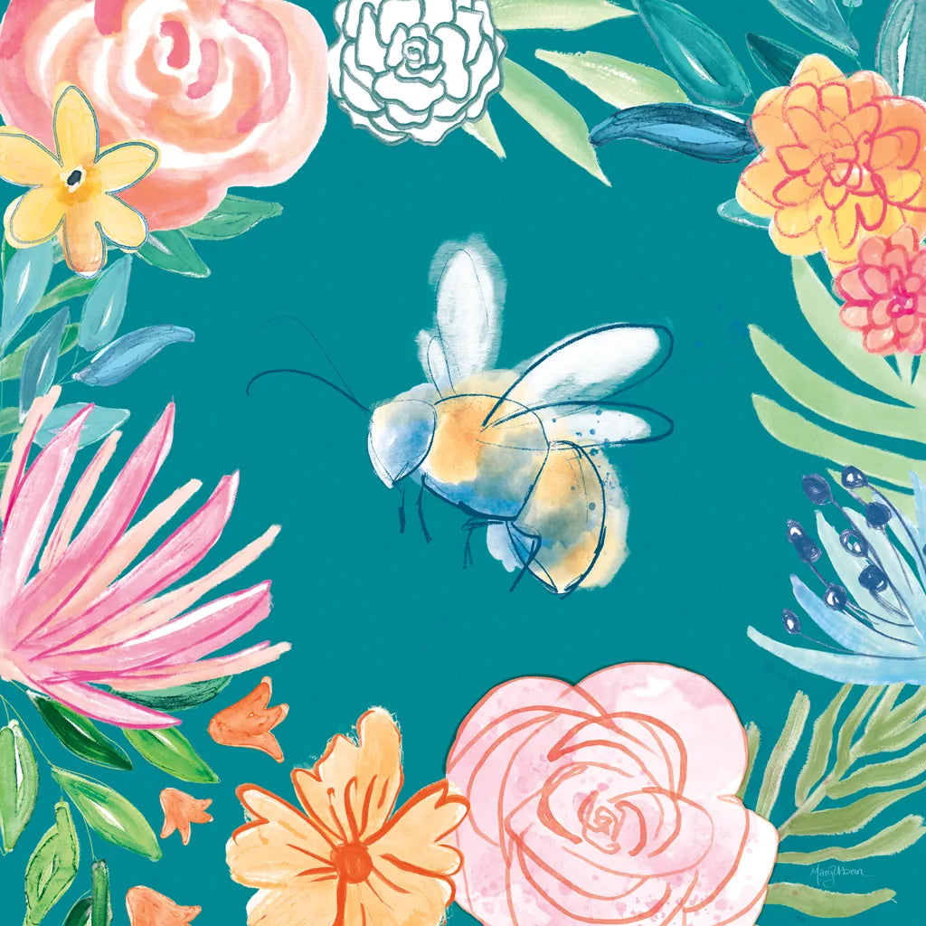 Flower Fun V Dark by Mary Urban. SKU 82749a. Archival Giclee Fine art print for wall decor.