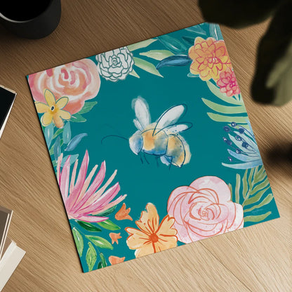 Flower Fun V Dark by Mary Urban. Shown as a detailed flat fine art print, highlighting archival giclee quality. Available as an archival giclee rolled canvas, fine art paper, or poster print. SKU 82749a.