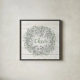 Frost Peace Sage Silver by Mary Urban. Shown in a sleek black glass frame for a contemporary gallery look. Available as an archival giclee rolled canvas, fine art paper, or poster print. SKU 77211a.