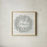 Frost Peace Sage Silver by Mary Urban. Shown in a natural wood glass frame for a timeless modern aesthetic. Available as an archival giclee rolled canvas, fine art paper, or poster print. SKU 77211a.