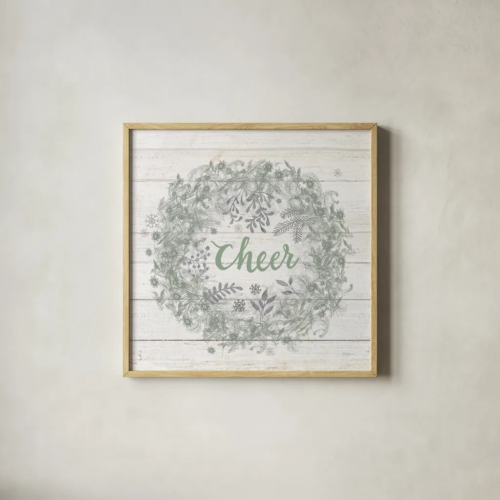 Frost Peace Sage Silver by Mary Urban. Shown in a natural wood glass frame for a timeless modern aesthetic. Available as an archival giclee rolled canvas, fine art paper, or poster print. SKU 77211a.