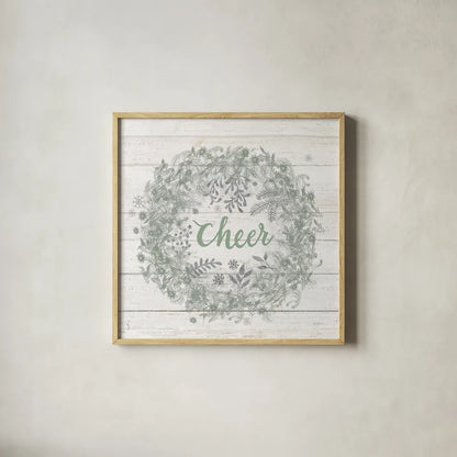 Frost Peace Sage Silver by Mary Urban. Shown in a natural wood glass frame for a timeless modern aesthetic. Available as an archival giclee rolled canvas, fine art paper, or poster print. SKU 77211a.