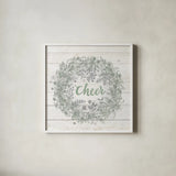 Frost Peace Sage Silver by Mary Urban. Shown in a crisp white glass frame for a clean and minimalist style. Available as an archival giclee rolled canvas, fine art paper, or poster print. SKU 77211a.