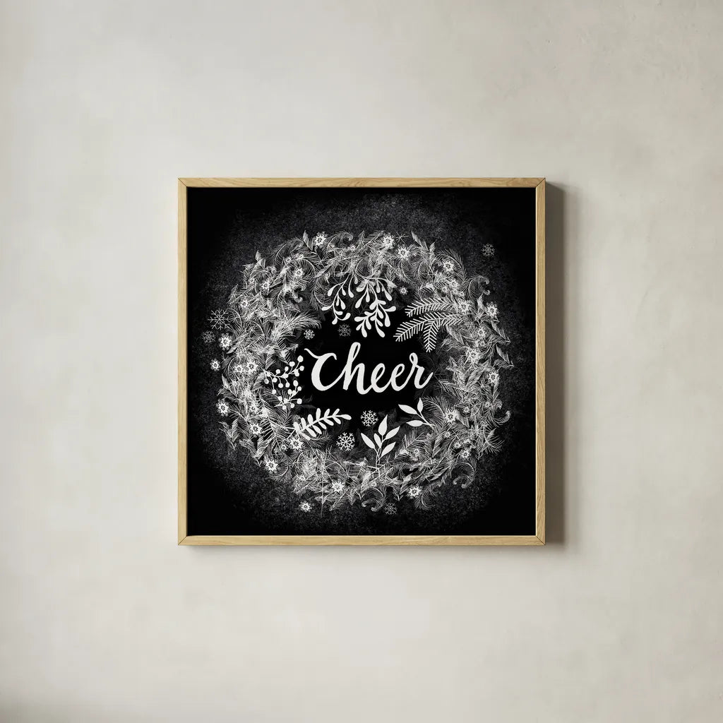 Frosty Cheer by Mary Urban. Shown in a natural wood glass frame for a timeless modern aesthetic. Available as an archival giclee rolled canvas, fine art paper, or poster print. SKU 29180a.