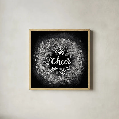 Frosty Cheer by Mary Urban. Shown in a natural wood glass frame for a timeless modern aesthetic. Available as an archival giclee rolled canvas, fine art paper, or poster print. SKU 29180a.