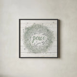 Frosty Cheer Sage Silver by Mary Urban. Shown in a sleek black glass frame for a contemporary gallery look. Available as an archival giclee rolled canvas, fine art paper, or poster print. SKU 77212a.