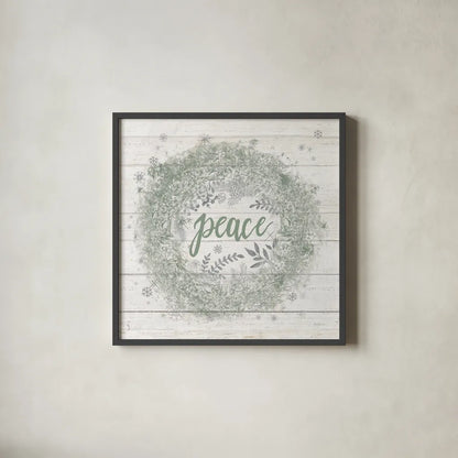 Frosty Cheer Sage Silver by Mary Urban. Shown in a sleek black glass frame for a contemporary gallery look. Available as an archival giclee rolled canvas, fine art paper, or poster print. SKU 77212a.