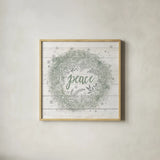 Frosty Cheer Sage Silver by Mary Urban. Shown in a natural wood glass frame for a timeless modern aesthetic. Available as an archival giclee rolled canvas, fine art paper, or poster print. SKU 77212a.