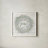 Frosty Cheer Sage Silver by Mary Urban. Shown in a crisp white glass frame for a clean and minimalist style. Available as an archival giclee rolled canvas, fine art paper, or poster print. SKU 77212a.