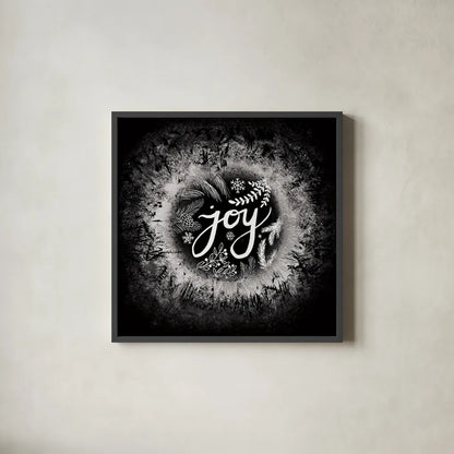 Frosty Joy by Mary Urban. Shown in a sleek black glass frame for a contemporary gallery look. Available as an archival giclee rolled canvas, fine art paper, or poster print. SKU 28330a.