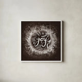 Frosty Joy Brown by Mary Urban. Shown in a crisp white glass frame for a clean and minimalist style. Available as an archival giclee rolled canvas, fine art paper, or poster print. SKU 57729a.