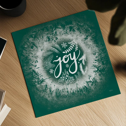 Frosty Joy Green by Mary Urban. Shown as a detailed flat fine art print, highlighting archival giclee quality. Available as an archival giclee rolled canvas, fine art paper, or poster print. SKU 65296a.