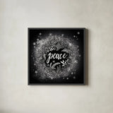 Frosty Peace by Mary Urban. Shown in a sleek black glass frame for a contemporary gallery look. Available as an archival giclee rolled canvas, fine art paper, or poster print. SKU 29179a.