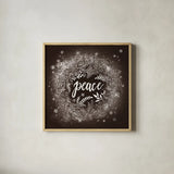 Frosty Peace Brown by Mary Urban. Shown in a natural wood glass frame for a timeless modern aesthetic. Available as an archival giclee rolled canvas, fine art paper, or poster print. SKU 57727a.