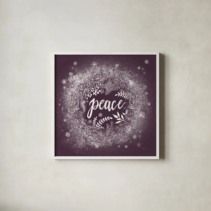 Frosty Peace Plum by Mary Urban. Shown in a crisp white glass frame for a clean and minimalist style. Available as an archival giclee rolled canvas, fine art paper, or poster print. SKU 65297a.