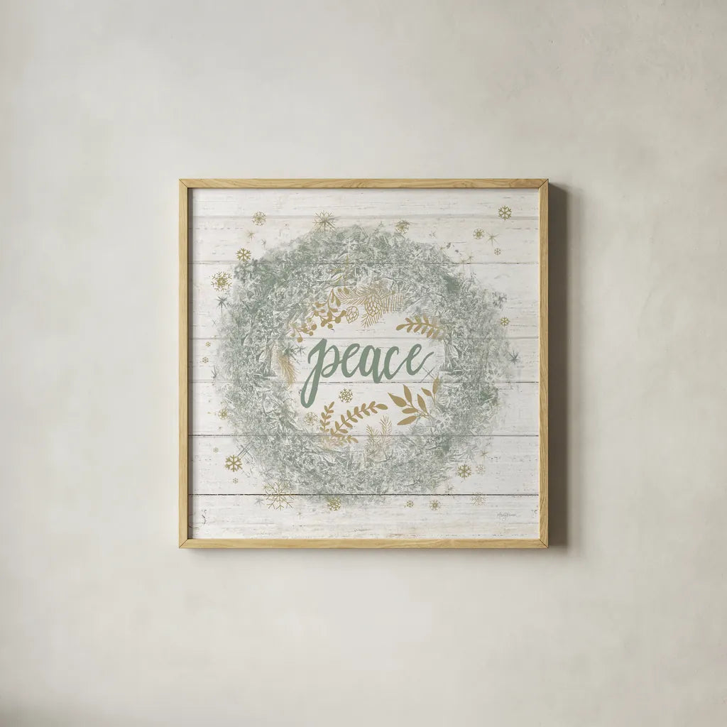 Frosty Peace Sage by Mary Urban. Shown in a natural wood glass frame for a timeless modern aesthetic. Available as an archival giclee rolled canvas, fine art paper, or poster print. SKU 74464a.