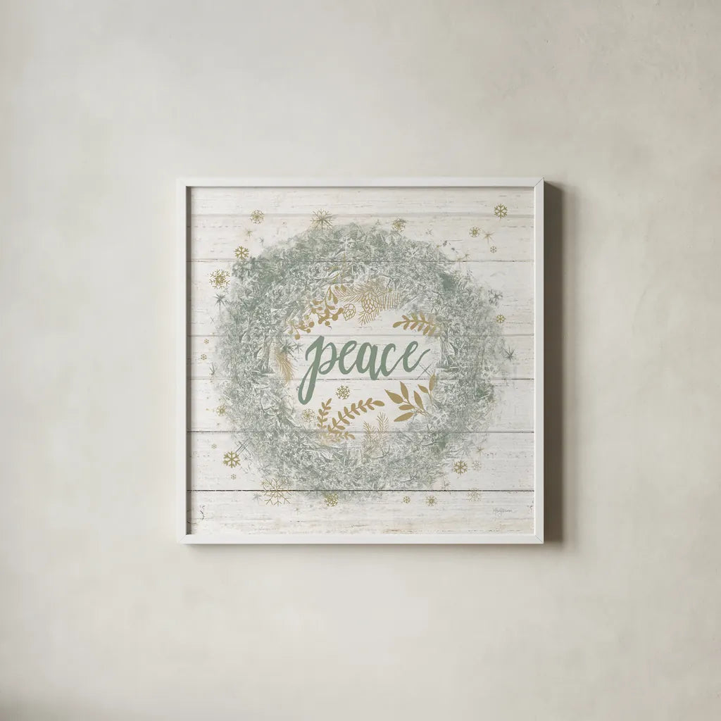 Frosty Peace Sage by Mary Urban. Shown in a crisp white glass frame for a clean and minimalist style. Available as an archival giclee rolled canvas, fine art paper, or poster print. SKU 74464a.