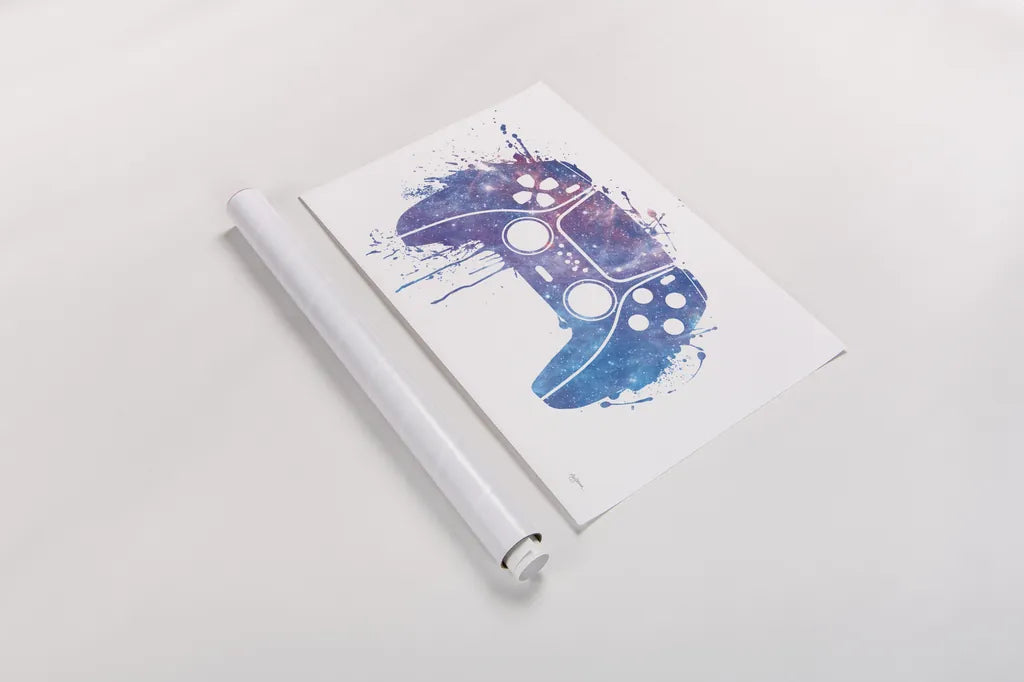 Gamer Splash II by Mary Urban. shown as a rolled paper print. Available as archival giclee rolled canvas, fine art paper, or poster print. SKU 83972i.