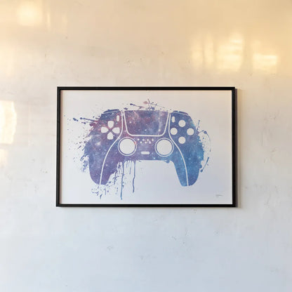 Gamer Splash II by Mary Urban. shown as a paper print in a black flame. Available as a archival giclee rolled canvas, fine art paper, or poster print. SKU 83972i.