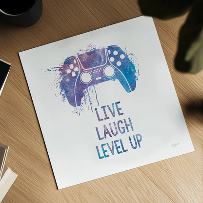 Gamer Splash II Live Sq by Mary Urban. Shown as a detailed flat fine art print, highlighting archival giclee quality. Available as an archival giclee rolled canvas, fine art paper, or poster print. SKU 86625a.