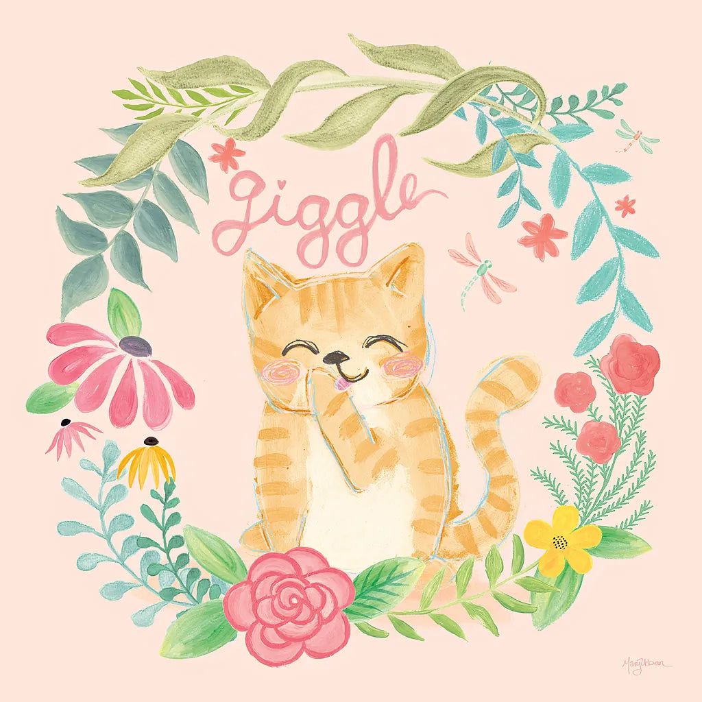 Garden Friends III Giggle by Mary Urban. SKU 29214a. Archival Giclee Fine art print for wall decor.