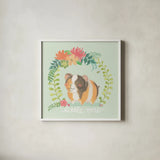 Garden Friends IV by Mary Urban. Shown in a crisp white glass frame for a clean and minimalist style. Available as an archival giclee rolled canvas, fine art paper, or poster print. SKU 28586a.