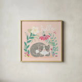 Garden Friends VI by Mary Urban. Shown in a natural wood glass frame for a timeless modern aesthetic. Available as an archival giclee rolled canvas, fine art paper, or poster print. SKU 28587a.