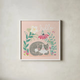 Garden Friends VI by Mary Urban. Shown in a crisp white glass frame for a clean and minimalist style. Available as an archival giclee rolled canvas, fine art paper, or poster print. SKU 28587a.