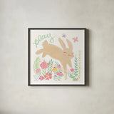 Garden Friends White I by Mary Urban. Shown in a sleek black glass frame for a contemporary gallery look. Available as an archival giclee rolled canvas, fine art paper, or poster print. SKU 28588a.