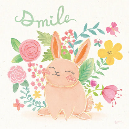 Garden Friends White II Smile by Mary Urban. SKU 29213a. Archival Giclee Fine art print for wall decor.